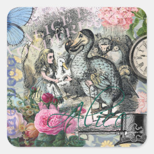 Adesivo Quadrado Alice Classic Wonderland Dodo Arte Tenniel