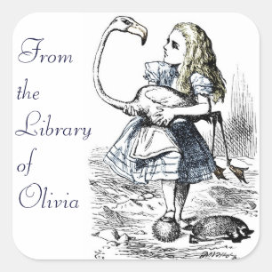 Adesivo Quadrado Alice e Flamingo