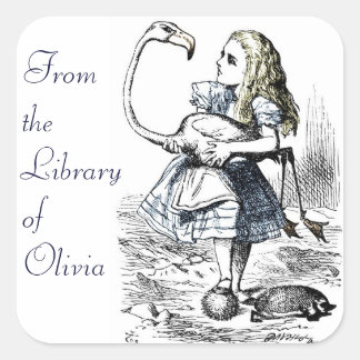 Adesivo Quadrado Alice e Flamingo