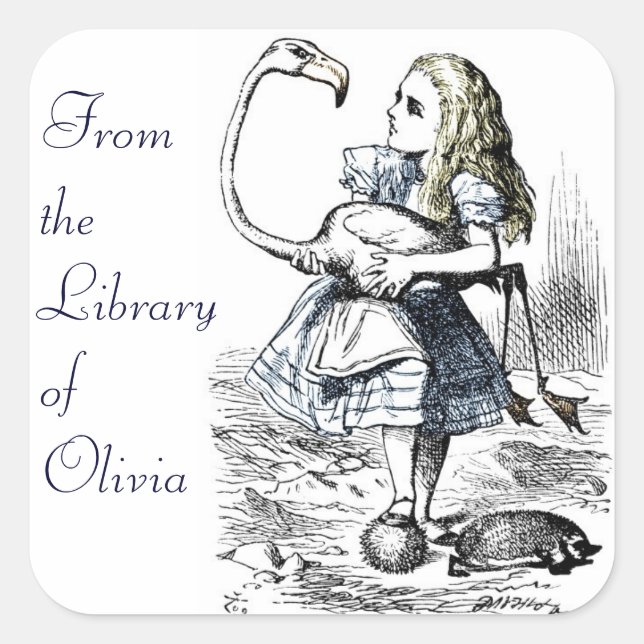 Adesivo Quadrado Alice e Flamingo (Frente)