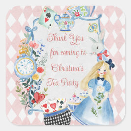 Adesivo Quadrado Alice Encantada Colorida no Aniversário da Terra M