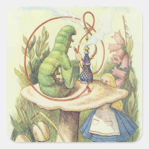 Adesivo Quadrado Alice encontra a lagarta