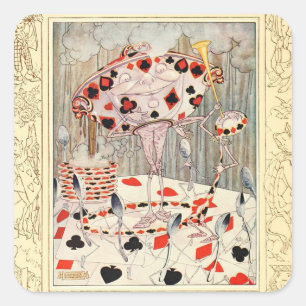 Adesivo Quadrado Alice na ilustração do vintage do país das