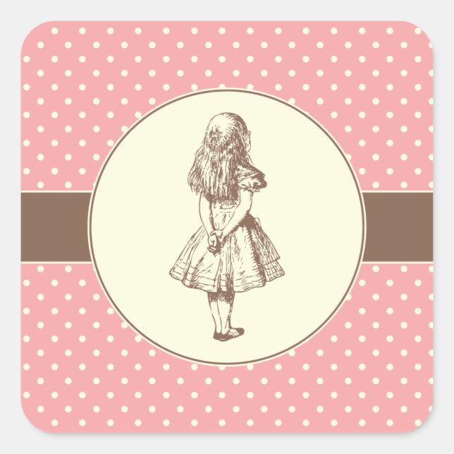 Adesivo Quadrado Alice nas Bolinhas das Maravilhas (Frente)