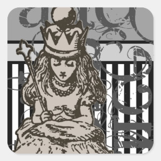 Adesivo Quadrado Alice no Grunge da rainha Alice do país das