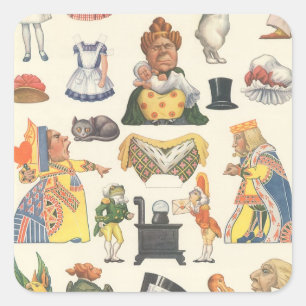 Adesivo Quadrado Alice no País das Maravilhas, Boneca de Papel Vito