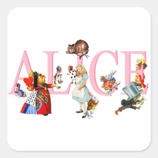Adesivo Quadrado Alice no País das Maravilhas e Amigos