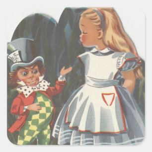 Adesivo Quadrado Alice No País Das Maravilhas E O Chapéu Louco