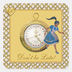 Adesivo Quadrado Alice no País das Maravilhas Não seja Atrasada