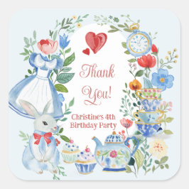 Adesivo Quadrado Alice no País das Maravilhas Obrigado