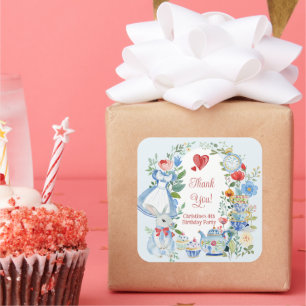 Adesivo Quadrado Alice no País das Maravilhas Obrigado