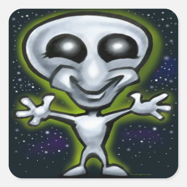 Adesivo Quadrado Alienígena (Frente)