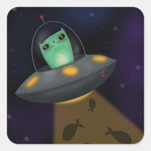 Adesivo Quadrado Alienígena Cat