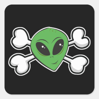 Adesivo Quadrado Alienígena Crânio e Crossbones