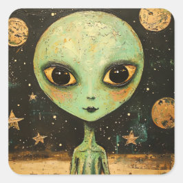 Adesivo Quadrado Alienígena de OVNI