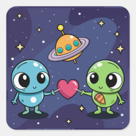 Adesivo Quadrado Alienígena Love Buddies