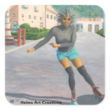 Alienígena Roller Skating Fantasy Art Stickers