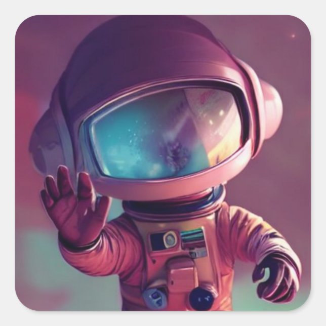 Adesivo Quadrado Alienígena Rosa Pequena (Frente)