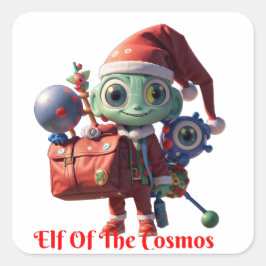 Adesivo Quadrado Alienígena Santa Claus