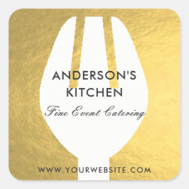 ADESIVO QUADRADO ALIMENTAÇÃO MÍNIMA DE FAUX DOURADA FORK CHEF