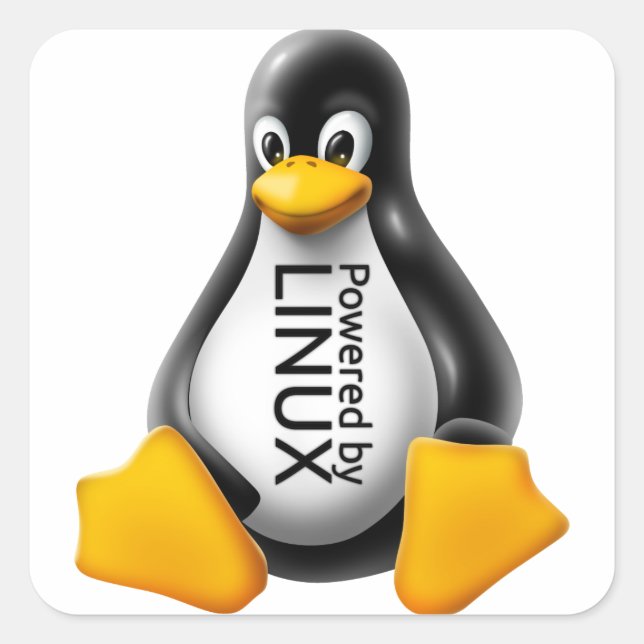 Adesivo Quadrado Alimentado pelo Linux (Frente)