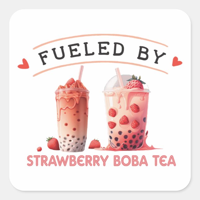 Adesivo Quadrado Alimentado por Boba Tea (Frente)
