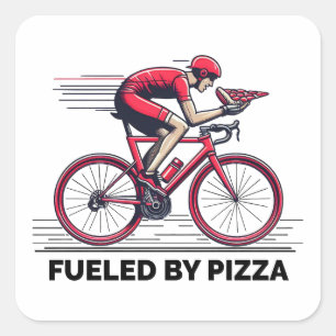 Adesivo Quadrado Alimentado Por Pizza Cyclist