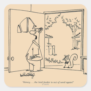 Adesivo Quadrado Alimentador vazio do pássaro