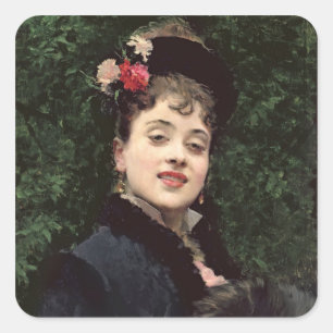 Adesivo Quadrado Aline Masson, o modelo do artista (óleo no painel
