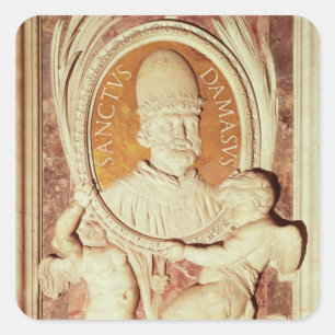 Adesivo Quadrado Alivio de Damasus mim em um pilaster do nave