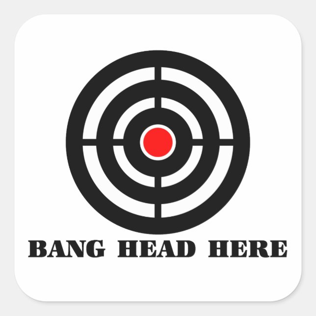 Adesivo Quadrado Alivio De Estresse Ergonômico: Bang Head Aqui (Frente)