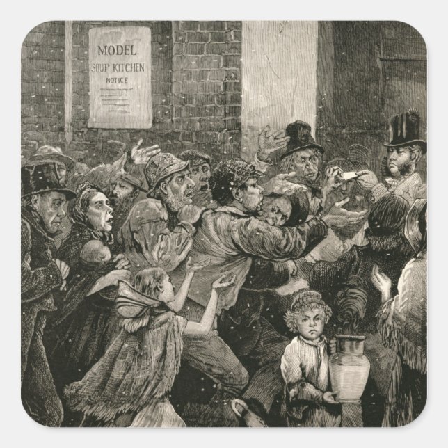 Adesivo Quadrado Alivio dos desempregados em Londres (Frente)