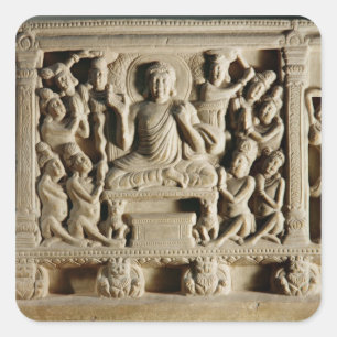 Adesivo Quadrado Alivio que descreve preaching assentado de Buddha