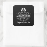Adesivo Quadrado Alivio Tuxedo Tie Hangover do Partido dos Solteiro<br><div class="desc">Alivio do Kit de Presente ou Adesivo de Favoritos do Tuxedo Tie Black Hangover do solteiro</div>