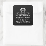 Adesivo Quadrado Alivio Tuxedo Tie Hangover do Partido dos Solteiro<br><div class="desc">Alivio do Kit de Presente ou Adesivo de Favoritos do Tuxedo Tie Black Hangover do solteiro</div>