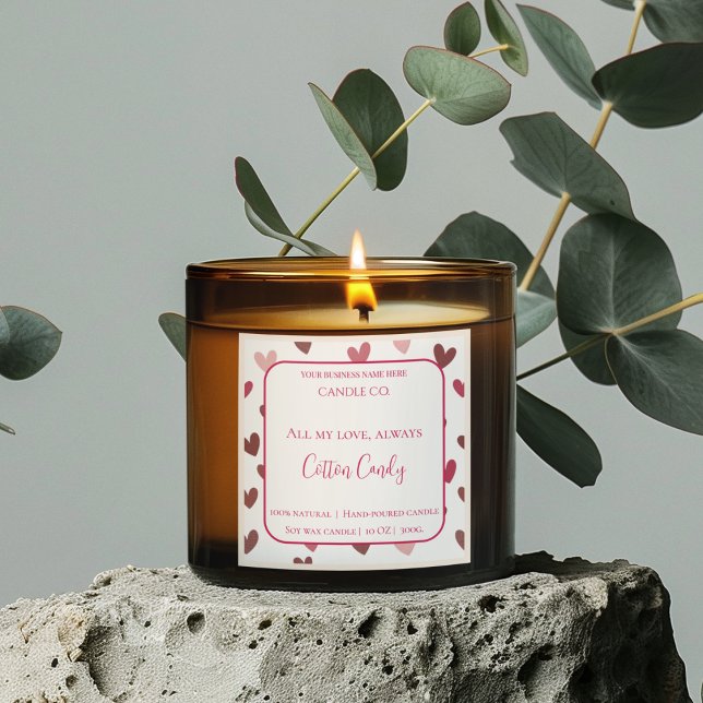 Adesivo Quadrado All My Love Valentine – Romantic Pink Candle Label (Criador carregado)