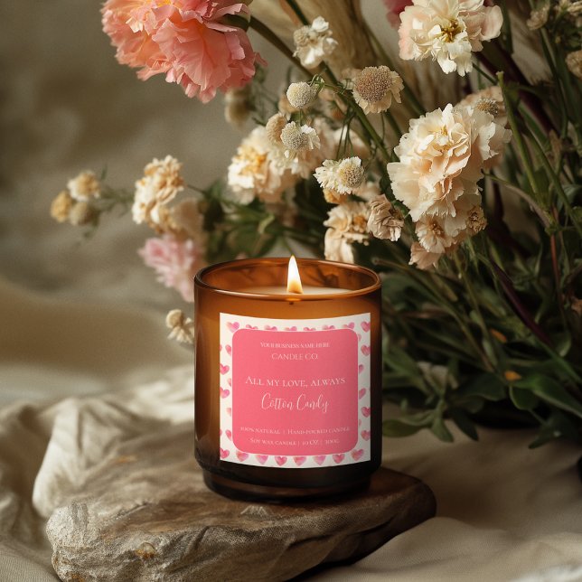 Adesivo Quadrado All My Love Valentine – Romantic Pink Candle Label (Criador carregado)