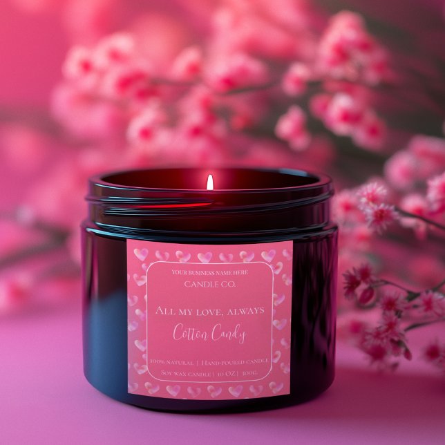 Adesivo Quadrado All My Love Valentine – Romantic Pink Candle Label (Criador carregado)