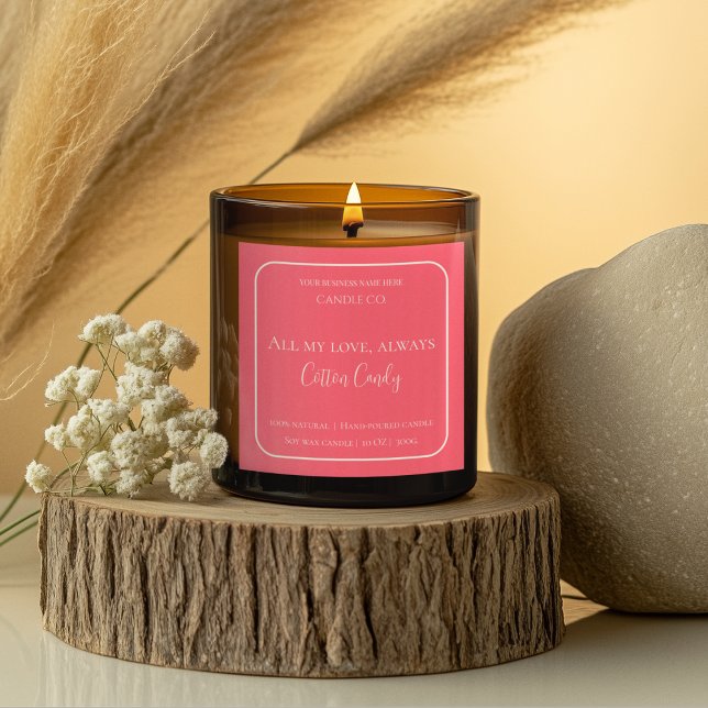 Adesivo Quadrado All My Love Valentine – Romantic Pink Candle Label (Criador carregado)