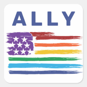 Adesivo Quadrado Ally Artístico Rainbow Flag Sticker