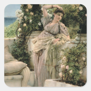 Adesivo Quadrado Alma-Tadema rosa de todos os rosas, 1885 mil de  