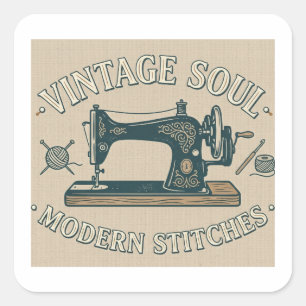 Adesivo Quadrado Alma Vintage Costura Moderna Costura 