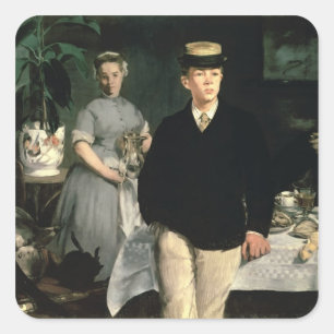 Adesivo Quadrado Almoço no estúdio, 1868 de Manet