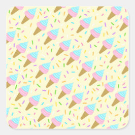 Adesivo Quadrado Almofada fofa com estampa contínua de sorvetes