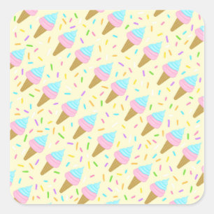 Adesivo Quadrado Almofada fofa com estampa contínua de sorvetes