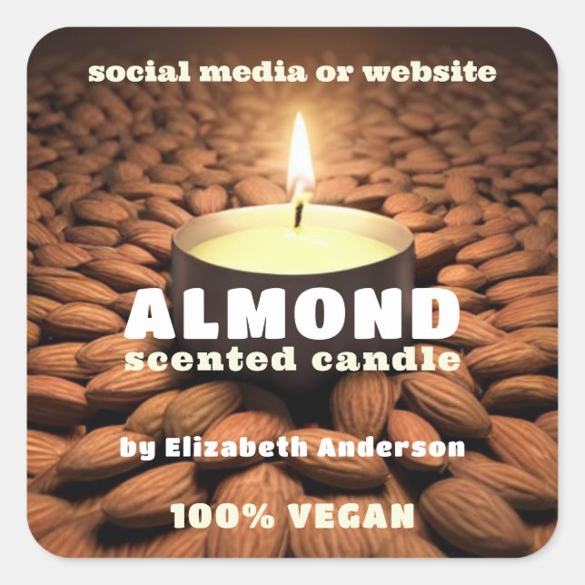 Adesivo Quadrado Almond Candle Square Sticker (Frente)