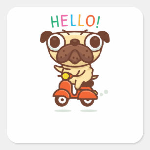Adesivo Quadrado Alô Pug