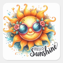 Adesivo Quadrado Alô Sunshine Summer Stickers