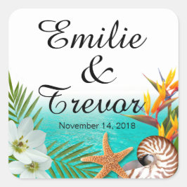 Adesivo Quadrado Aloha Beach Wedding Plumeria Frangipani