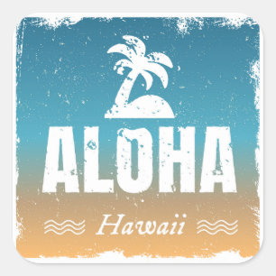 Adesivo Quadrado Aloha Havaí retro